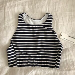 J Crew x New Balance Navy Stripe Sports Bra